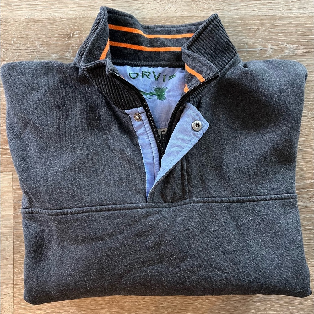 Orvis - Men's Size XL - Heather Blue Pull Over Sweat Shirt
